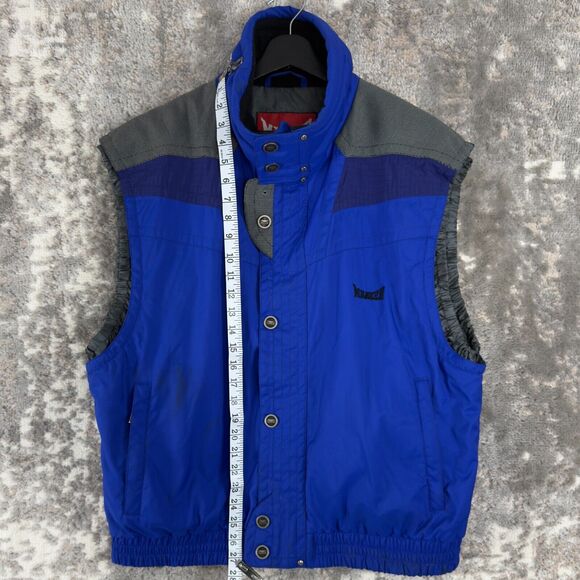 Marker Mens Size L Sleeveless Vest Jacket Blue Button Zip Pockets Outdoor Lined - Picture 3 of 10